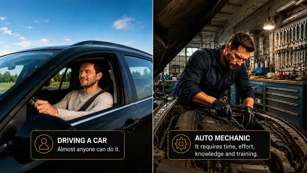 driving vs. auto mechanic